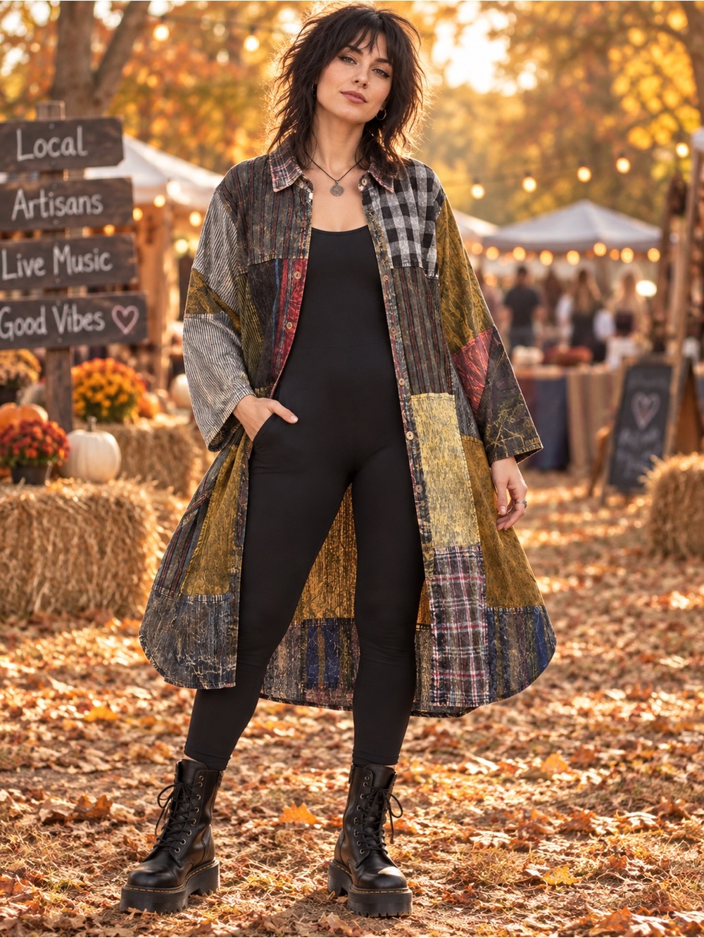 Rhea Patchwork Long Shirt — Tagged Small
